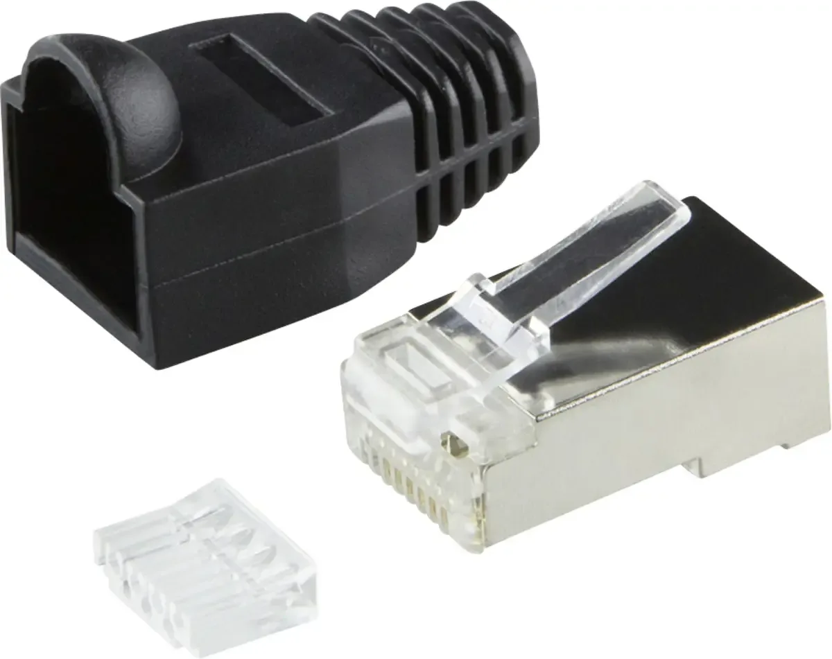MP0022 RJ45-Steckverbinder CAT 6, geschirmt MP0022 Stecker, gerade Pole: 8P8C Polzahl Sensoren 8P8C Schwarz 100 St. by LogiLink – product photo