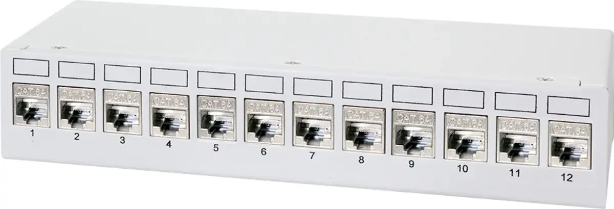 NK4093 Panneau de brassage CAT 6a gris clair (RAL 7035) équipé de LogiLink en Gris clair – photo produit