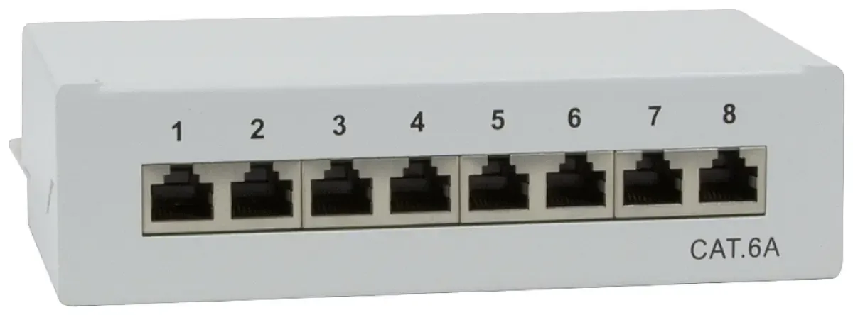NP0018 8 poorten Netwerkpatchpaneel CAT 6A 1 HE fra LogiLink – produktbillede
