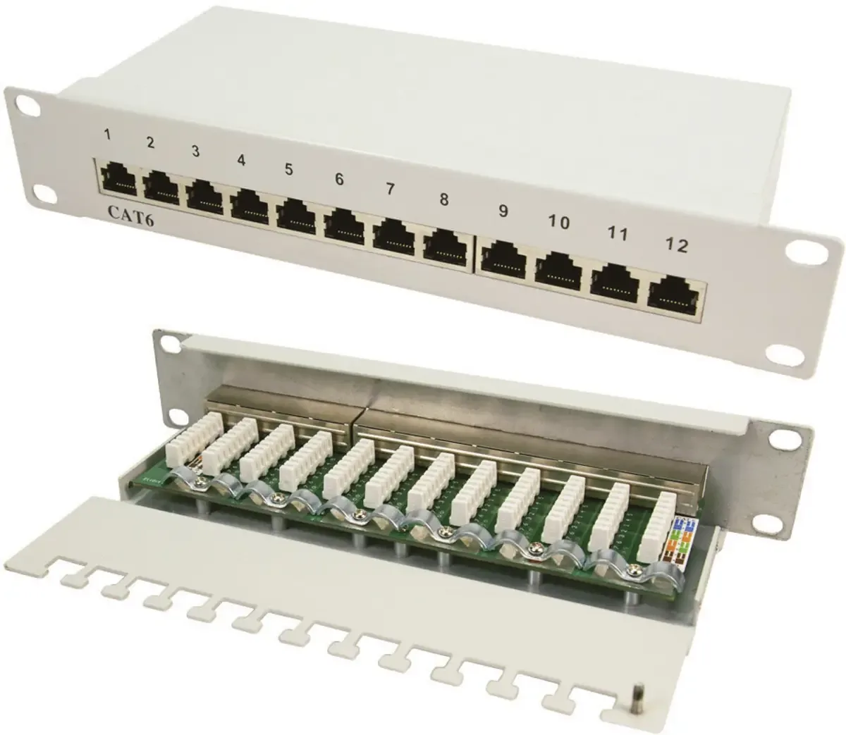 NP0041 12 poorten Netwerkpatchpaneel 254 mm (10) CAT 6 1 HE Ingericht by LogiLink – product photo