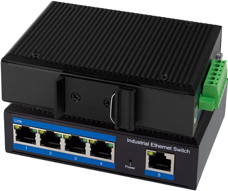 NS202P Industrial Ethernet Switch 5 poorten 10 / 100 / 1000 MBit/s PoE-functie van LogiLink in Zwart – productfoto
