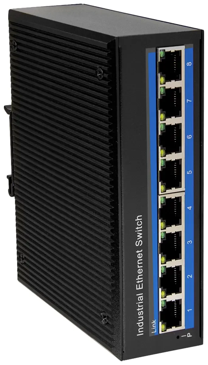 NS203P NS203P Industrial Ethernet Switch 8 porte 10 / 100 / 1000 MBit/s PoE-funktion fra LogiLink i Sort – produktbillede