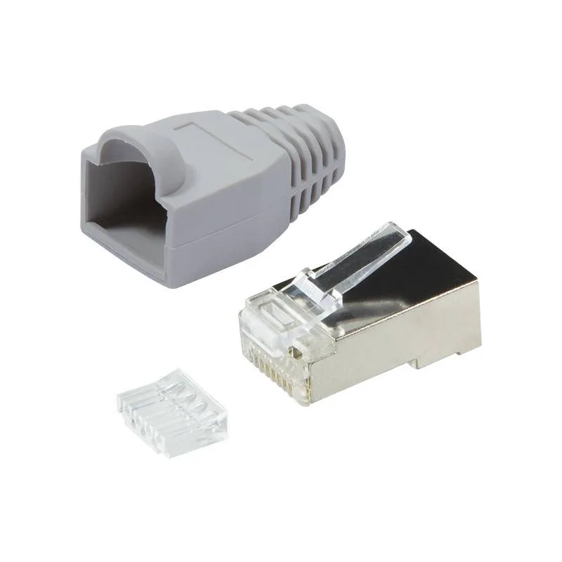 Connector CAT6 RJ45, set van 100, afgeschermd, grijs van LogiLink – productfoto