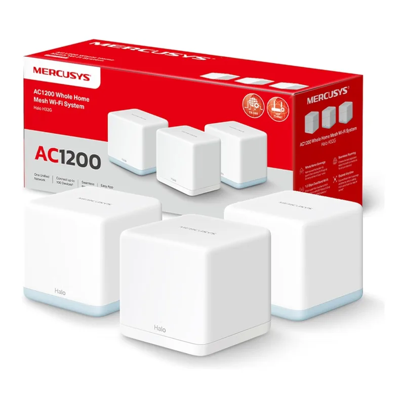 Halo H1500X WLAN 6 Mesh-System (3er-Pack), AX1500 Dualband, Abdeckung für das ganze Zuhause, Gigabit-Anschlüsse, Nahtloses Roaming, Weiß van Mercusys – productfoto