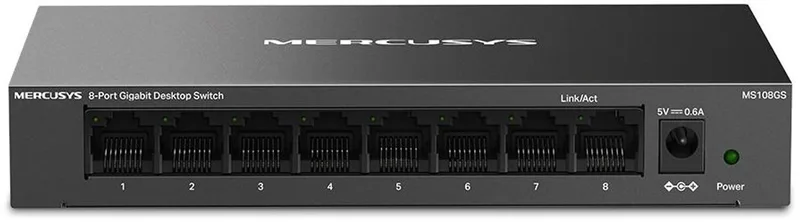 MS108GS - Netwerkswitch - Unmanaged - Gigabit Ethernet - 8-Poorten de Mercusys en Noir – photo produit