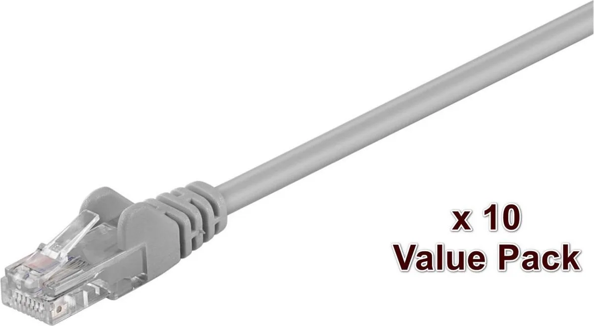 netwerkkabel: UTP CAT5E 0.5M GREY 10 PACK van Microconnect in Grijs – productfoto