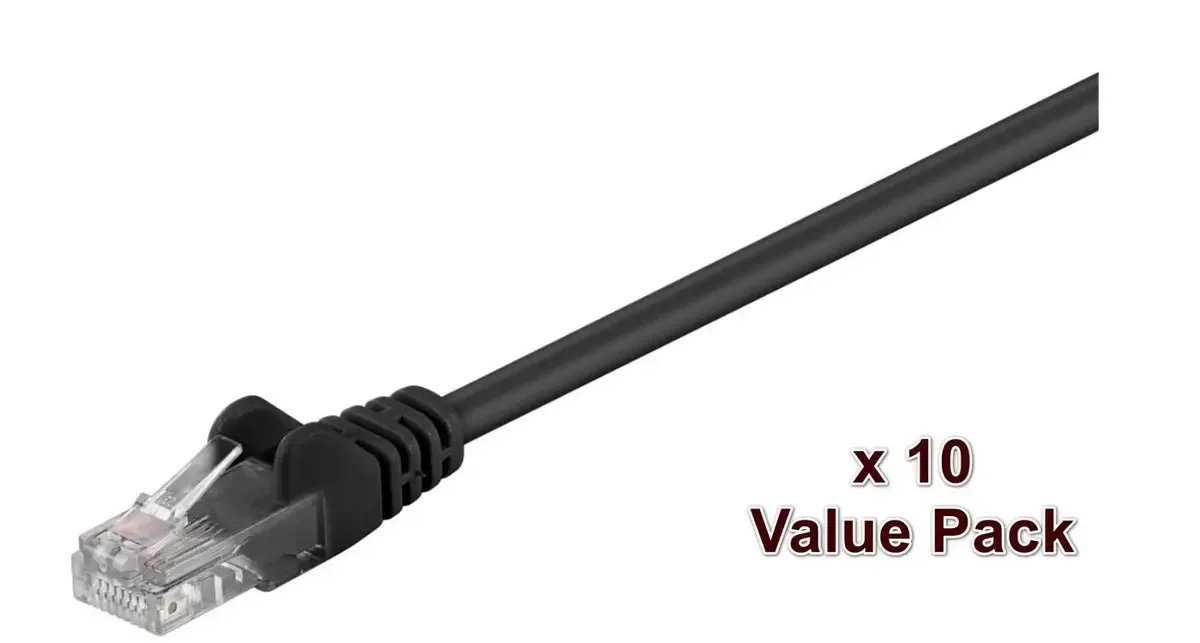V-UTP501SVP RJ45 netwerkkabel, patchkabel 1 m, 10 st. van Microconnect in Zwart – productfoto