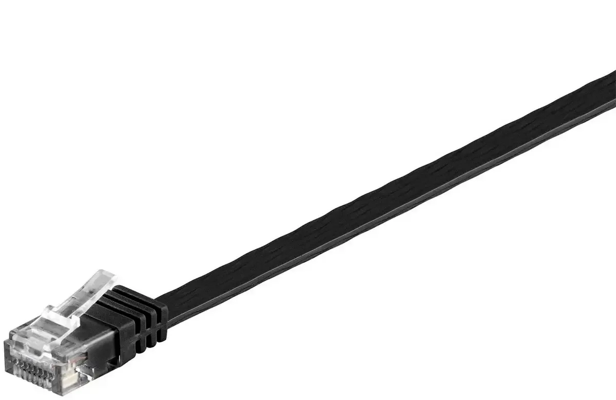 V-UTP6015S-FLAT RJ45 netwerkkabel, patchkabel 1.5 m, 1 st. van Microconnect in Zwart – productfoto