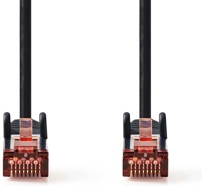 CAT6 Netwerkkabel - RJ45 Male - RJ45 Male - S/FTP - 15.0 m - Rond - LSZH - Polybag van Nedis in Zwart – productfoto