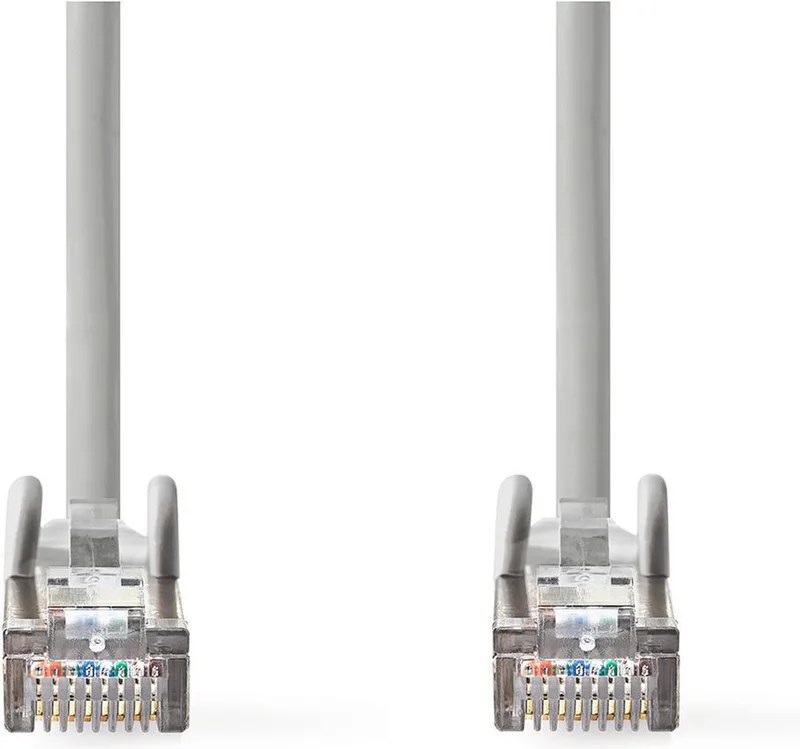 CAT6a netwerkkabel - SF/UTP - RJ45 Male - RJ45 Male - 5.00 m - Rond - PVC - Label van Nedis in Grijs – productfoto
