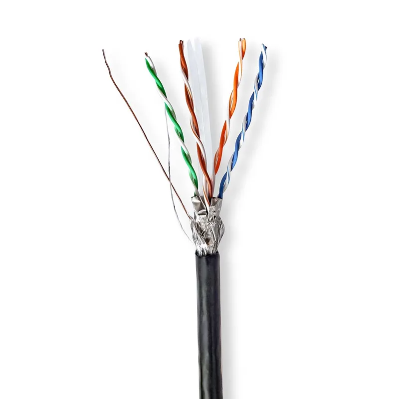 Netwerk Kabel Rol | CAT6 | Solid | S/FTP | CCA | 305.0 m | Buitenshuis | Rond | PE | Zwart från Nedis – produktbild