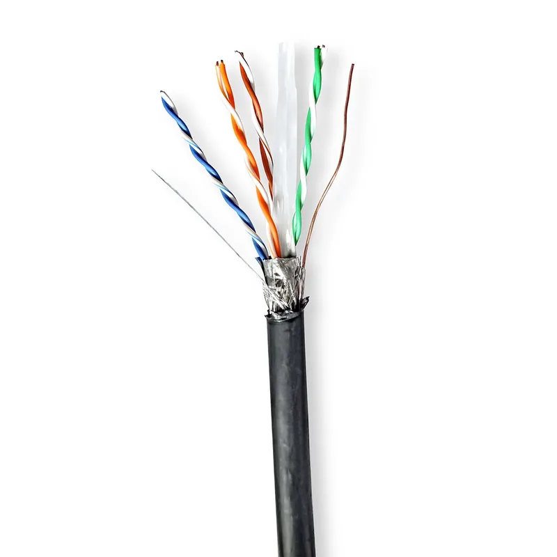 Netwerk Kabel Rol | CAT6 | Solid | S/FTP | Koper | 100.0 m | Buitenshuis | Rond | PE | Zwart by Nedis – product photo