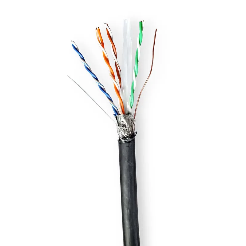 Netwerk Kabel Rol | CAT6 | Solid | S/FTP | Koper | 305.0 m | Buitenshuis | Rond | PE | Zwart by Nedis – product photo