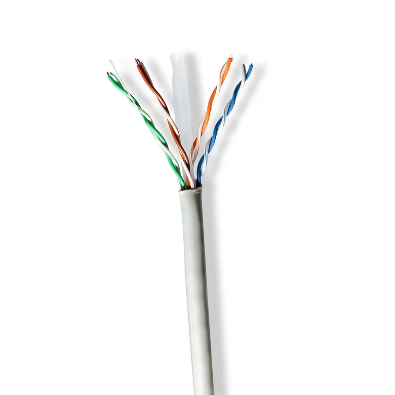Netwerk Kabel Rol | CAT6 | Solid | U/UTP | CCA | 305.0 m | Binnenshuis | Rond | PVC | Grijs | Trekdoos från Nedis – produktbild