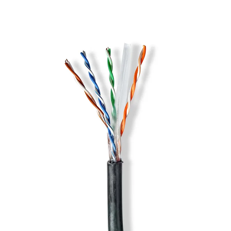 Netwerk Kabel Rol | CAT6 | Solid | U/UTP | CCA | 305.0 m | Buitenshuis | Rond | PE | Zwart från Nedis – produktbild