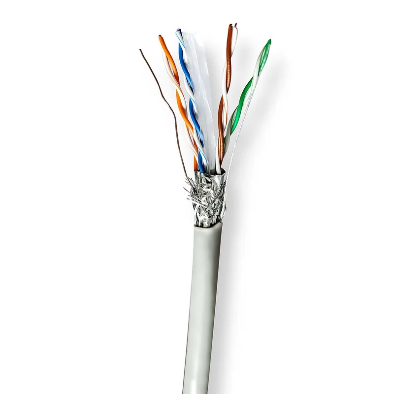 Netwerk Kabel Rol | CAT6 | Stranded | S/FTP | CCA | 305.0 m | Binnenshuis | Rond | PVC | Grijs | Trekdoos by Nedis – product photo