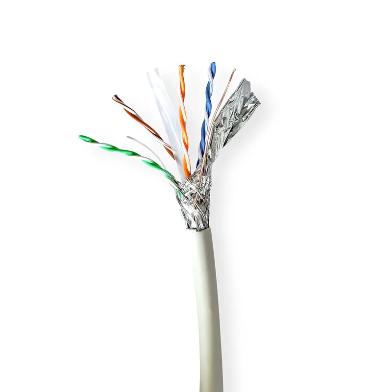 Netwerk Kabel Rol | CAT6a | Solid | S/FTP | Koper | 305.0 m | Binnenshuis | Rond | LSZH | Grijs | Trekdoos från Nedis – produktbild