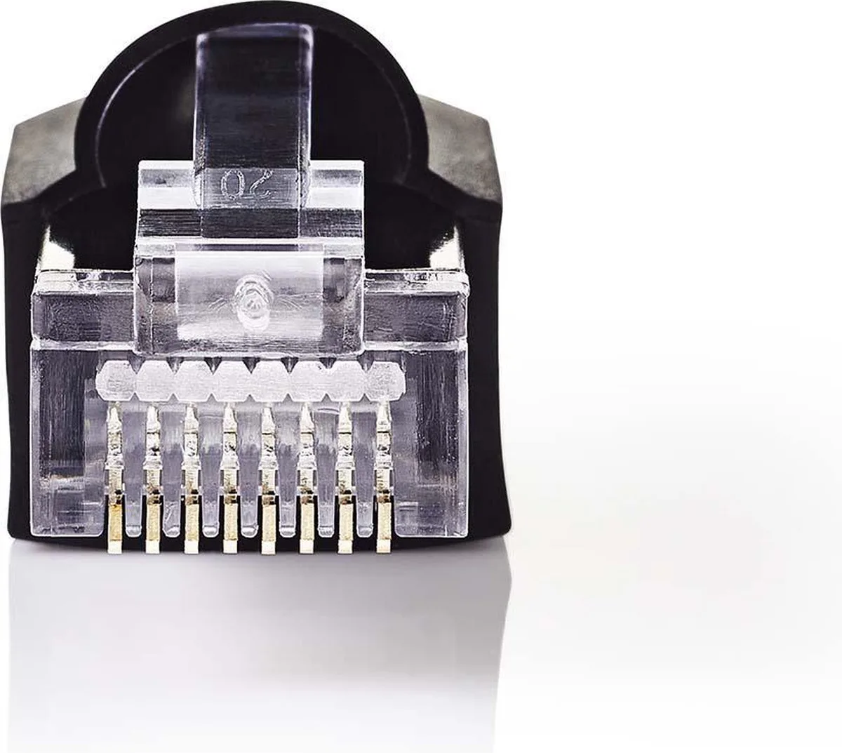 RJ45-Connector - Male - Solid UTP CAT5 - Recht - Verguld - 10 Stuks - PVC - Zwart - Polybag van Nedis in Transparant – productfoto