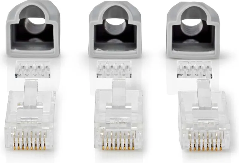 RJ45-Connector - Male - Solid UTP CAT6 - Recht - Verguld - 10 Stuks - PVC - Doos by Nedis in Grey – product photo