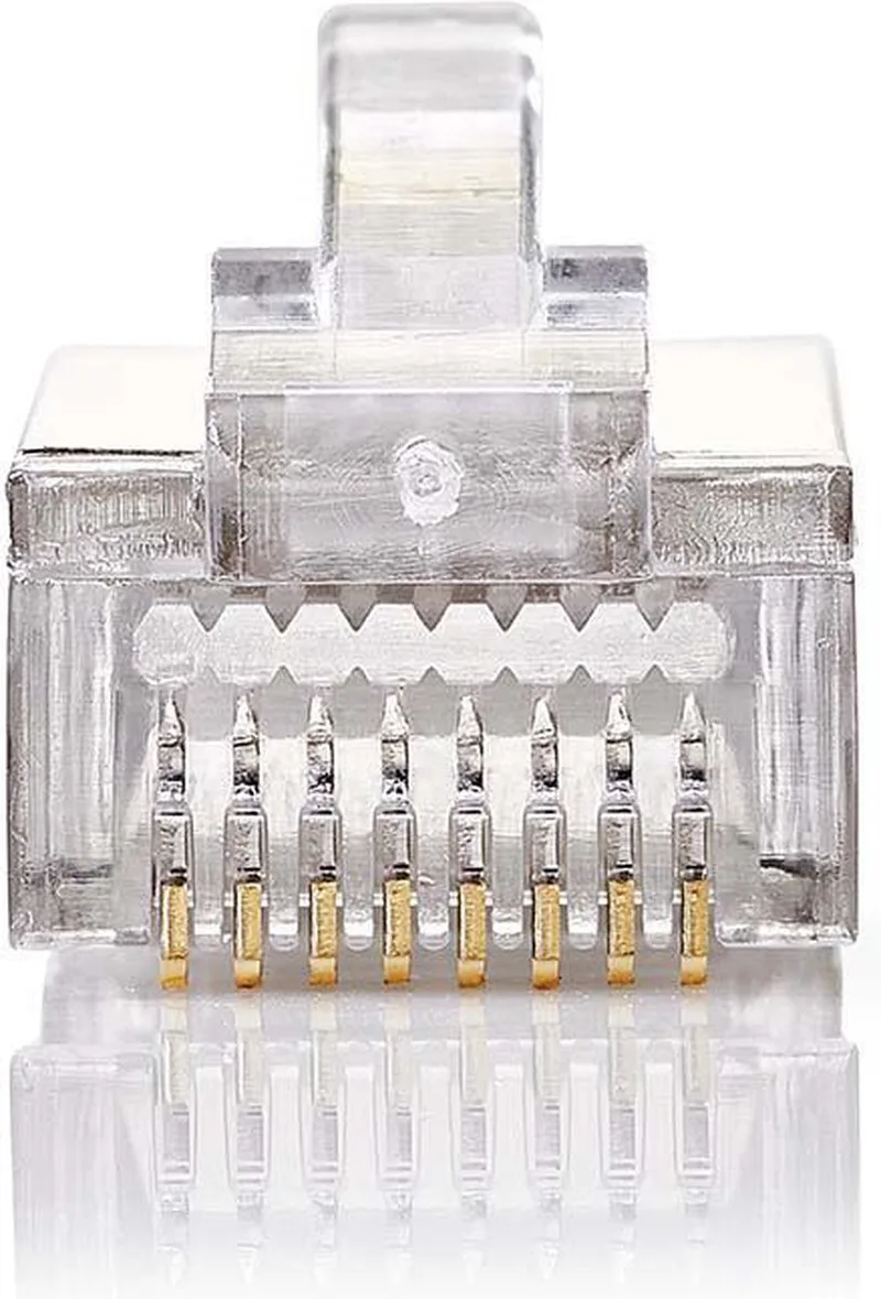 RJ45-Connector - Male - Stranded STP CAT5 - Recht - Verguld - 10 Stuks - PVC - Polybag de Nedis en Transparent – photo produit