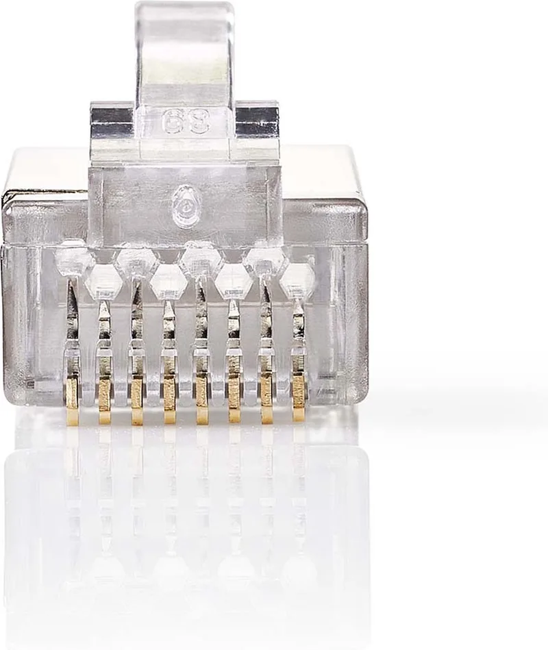 RJ45-Connector - Male - Stranded STP CAT6 - Recht - Verguld - 10 Stuks - Polycarbonate - Doos från Nedis i Transparent – produktbild