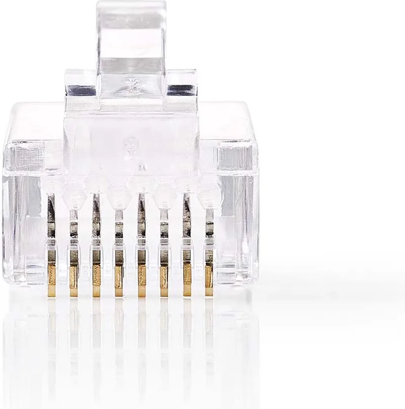 RJ45-Connector - Male - Stranded UTP CAT6 - Recht - Verguld - 10 Stuks - Polycarbonate - Doos van Nedis in Transparant – productfoto