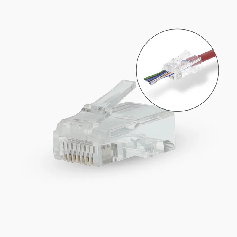 RJ45-Connector - RJ45 Pass Through - Stevig/Gesnoerd UTP CAT6 - Recht - Verguld - 10 Stuks - Polycarbonate - Doos van Nedis in Transparant – productfoto