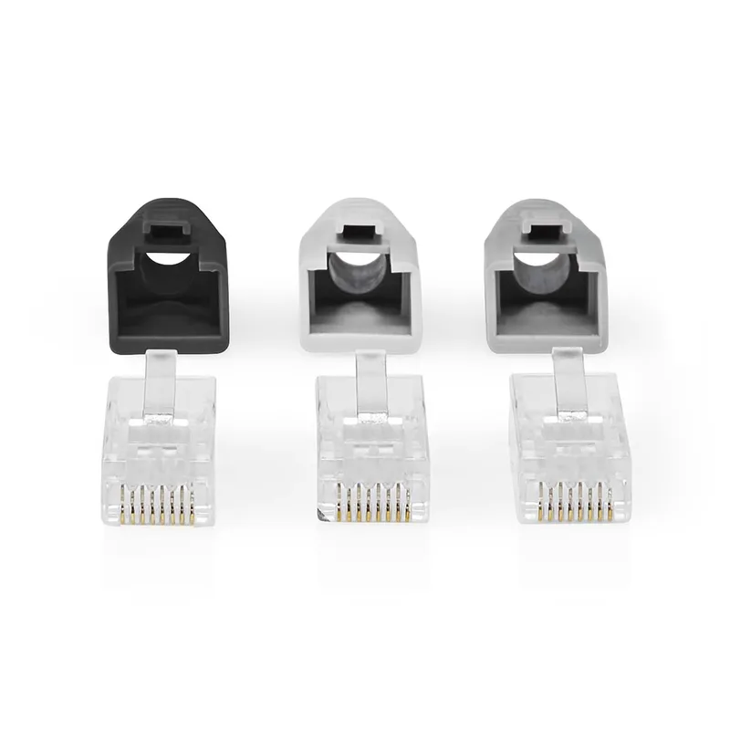 RJ45-Connector | RJ45 Pass Through | Stevig/Gesnoerd UTP CAT6 | Recht | Verguld | 10 Stuks | PVC | Grijs van Nedis – productfoto