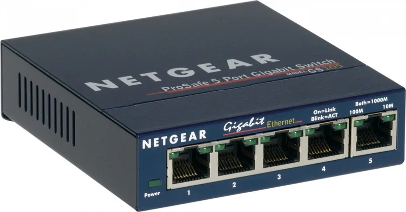 GS105 - Netwerk Switch - Unmanaged - 1 Gbps - 5 poorten von Netgear in Weiß – Produktfoto