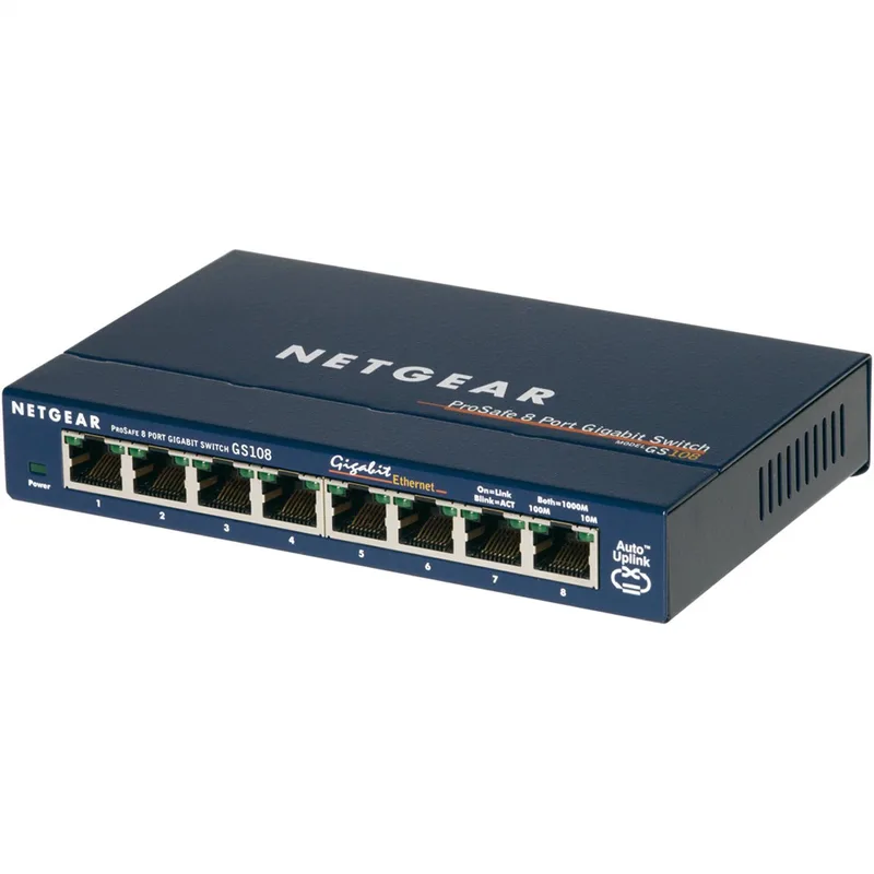 GS108 - Netwerk Switch - Unmanaged - 1 Gbps - 8 poorten by Netgear in Blue – product photo