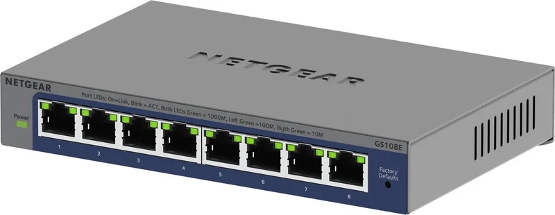 GS108E - Netwerk Switch - Smart Managed - 1 Gbps - 8 poorten de Netgear en Argent – photo produit