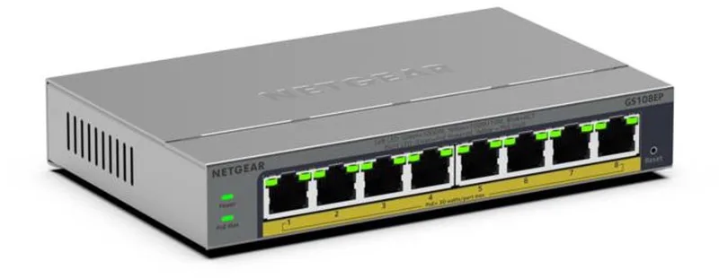GS108EP - Netwerk Switch - Smart Managed - 1 Gpbs - 8 poorten von Netgear in Grau – Produktfoto