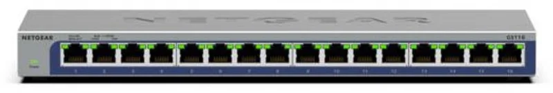 GS116 - Netwerk Switch - Unmanaged - 1 Gbps - 16 poorten de Netgear en Gris – photo produit