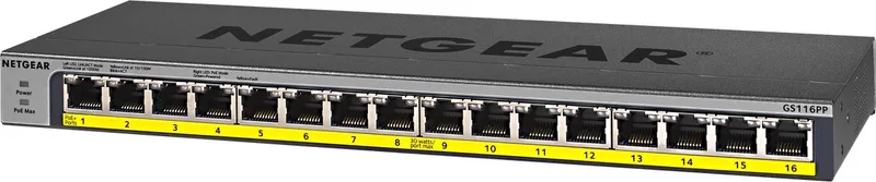 GS116PP - Netwerk Switch - Unmanaged - 1 Gbps - PoE Switch - 16 poorten de Netgear en Argent, Metaal – photo produit