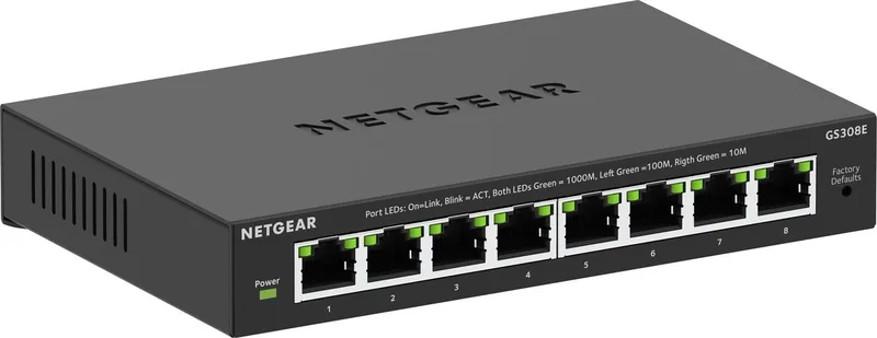 GS308E - Netwerk Switch - Plus Managed - 1 Gbps - 8 poorten von Netgear in Schwarz – Produktfoto