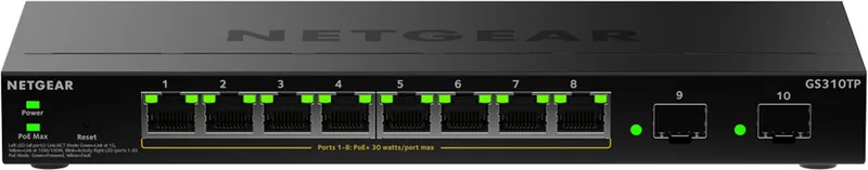 GS310TP - Netwerk Switch - Smart Managed - Gigabit - PoE+ - 8 poorten von Netgear in Schwarz – Produktfoto