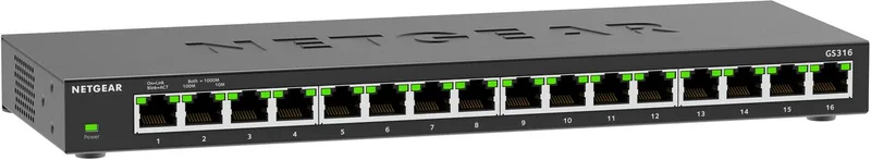 GS316 - Netwerk Switch - Unmanaged - 1 Gbps - 16 poorten by Netgear in Black – product photo
