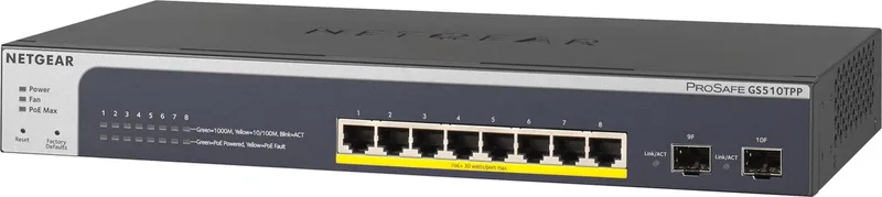 GS510TPP - Netwerk Switch - Smart Managed - 1 Gbps - PoE Switch - 8 poorten fra Netgear i Sort – produktbillede