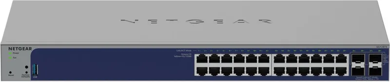GS728TX - Netwerk Switch - Smart Managed - 1Gbps - 10 Gpps Uplink - 24 poorten von Netgear in Grau – Produktfoto