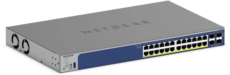 GS728TXP - Netwerk Switch - Smart Managed - 1Gbps - 10 Gpps Uplink - PoE switch - 24 poorten de Netgear en Gris – photo produit
