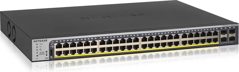 GS752TP - Netwerk Switch - Smart Managed - 1 Gbps - PoE Switch - 48 poorten von Netgear in Schwarz – Produktfoto