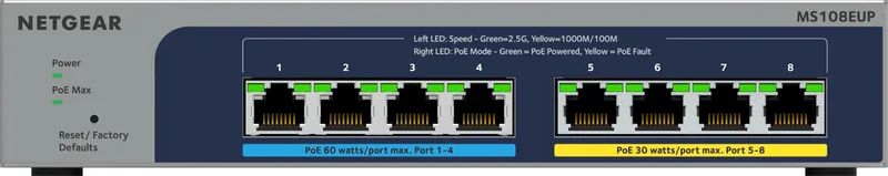 MS108E - Netwerk Switch - Plus Managed - 2,5 Gbps - PoE Switch - 8 poorten von Netgear in Grau – Produktfoto
