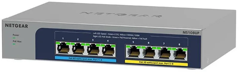 MS108UP - Netwerk Switch - Unmanaged - 2,5 Gbps - PoE switch - 8 poorten de Netgear en Gris – photo produit