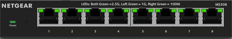 MS308 - Netwerk Switch - Unmanaged - 2,5 Gbps - 8 poorten van Netgear in Zwart – productfoto