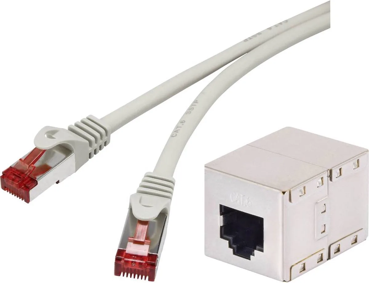 RF-3829272 RJ45 Netwerkkabel, patchkabel CAT 6A S/FTP 20.00 m Snagless, Vlambestendig 1 stuk(s) fra Renkforce i Grå – produktbillede