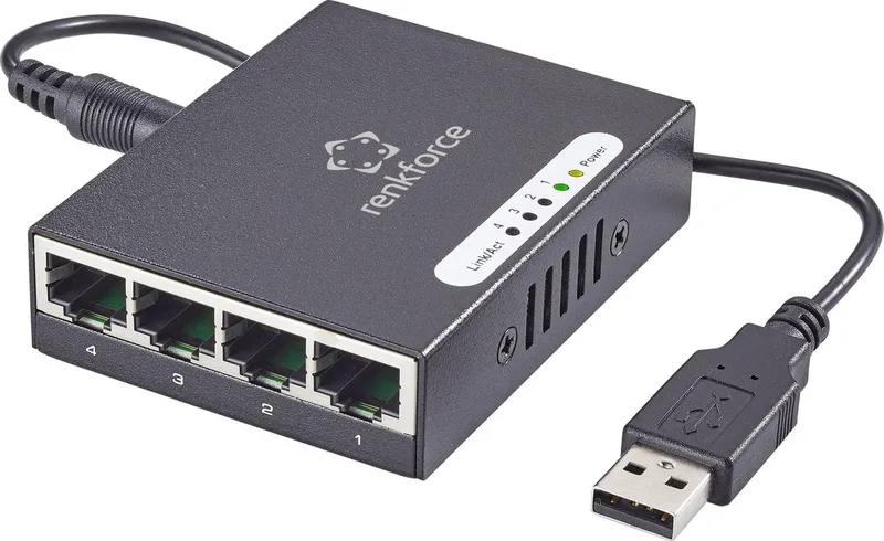 RF-4270245 RF-4270245 Netwerk switch 4 poorten 1000 MBit/s USB-stroomverzorging by Renkforce in Kleurloos – product photo