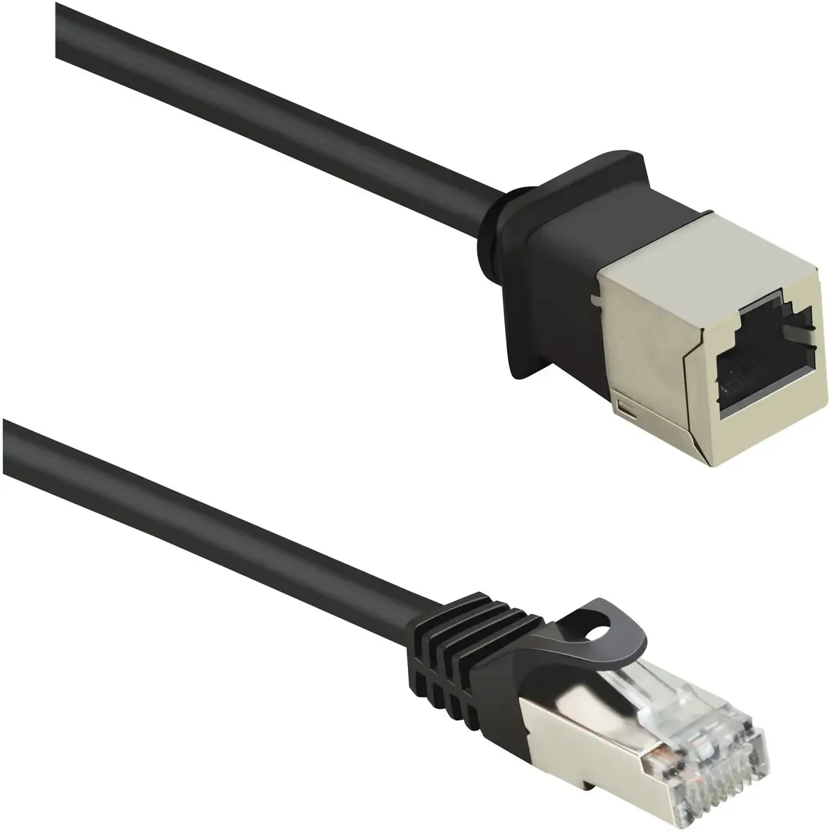 RF-4394130 Câble réseau RJ45, câble de brassage CAT 5e F/UTP 3.00 m, rallonge avec protection du verrou, contact doré, 1 pièce de Renkforce en Noir – photo produit