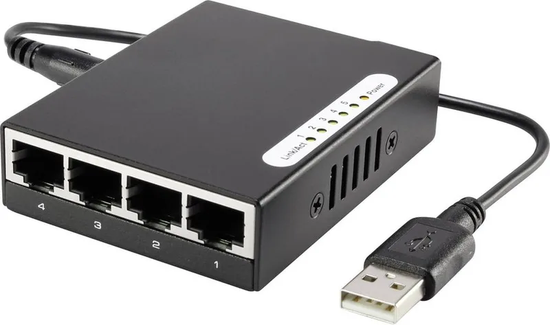 RF-4451433 RF-4451433 Netwerk switch 5 poorten 100 MBit/s USB-stroomverzorging by Renkforce in Kleurloos – product photo