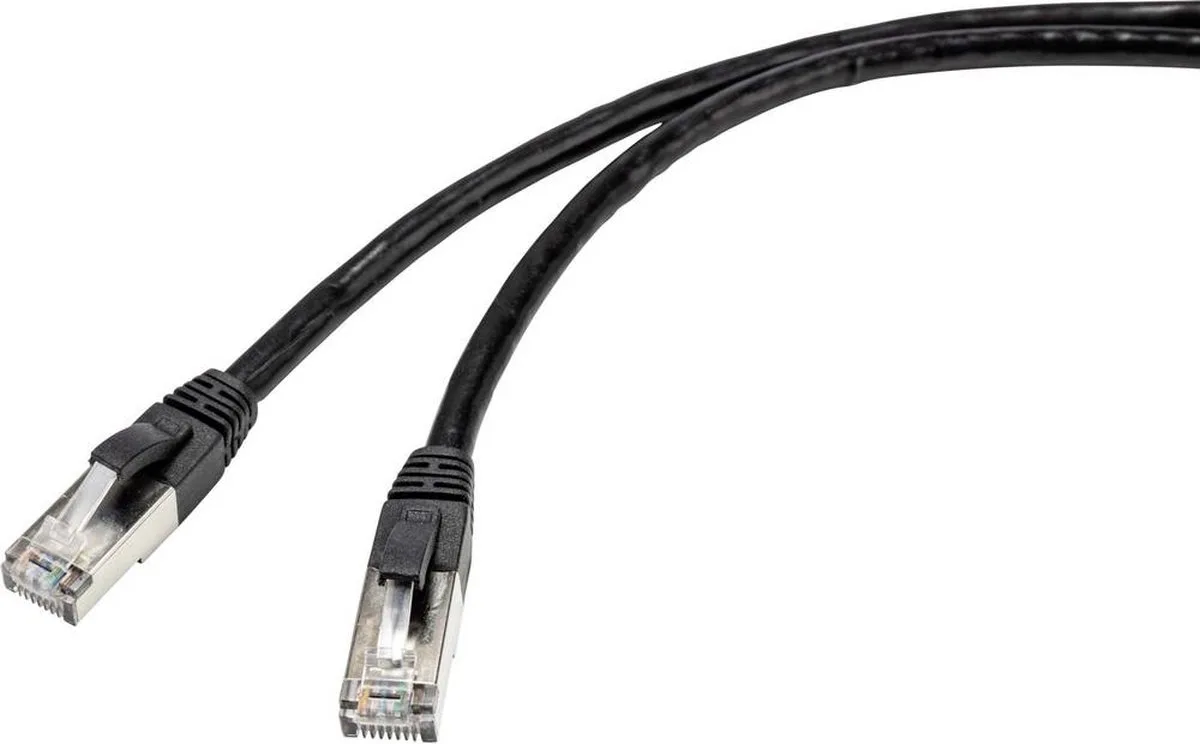RF-4538210 RJ45 Netwerkkabel, patchkabel CAT 6A S/FTP 50.00 m Geschikt voor buiten 1 stuk(s) van Renkforce in Zwart – productfoto