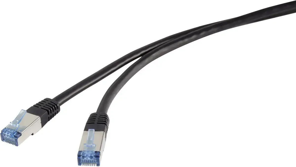RF-4673692 RJ45 Câble réseau, câble patch CAT 6a S/FTP 10.00 m noir résistant aux UV 1 pc(s) de Renkforce en Noir – photo produit